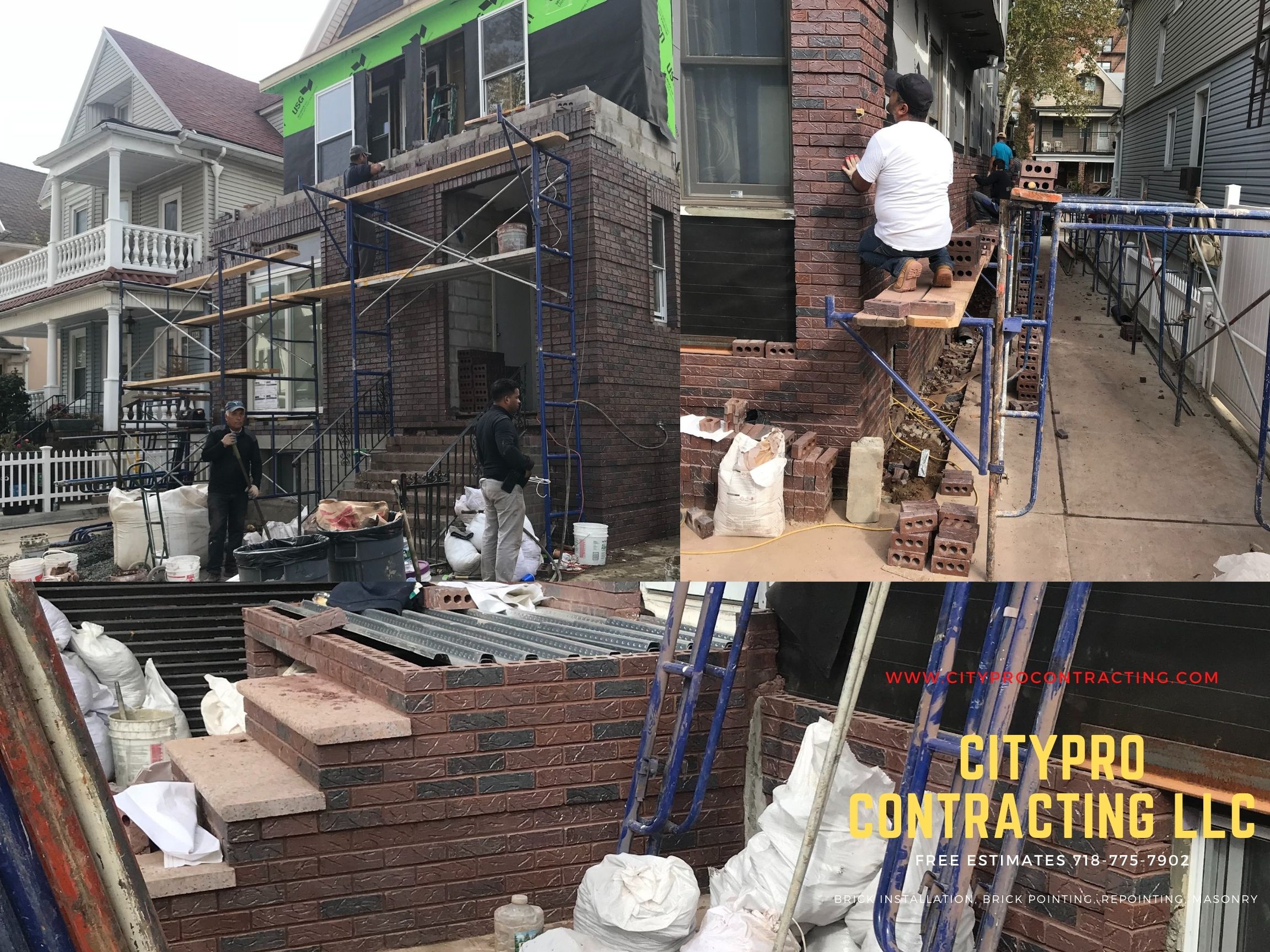 Brownstone Contractor Brooklyn, Remodeling, Brick Repointing, Facade Restoration, Waterproofing, Limestone Installation, Masonry and Painting Construction work.